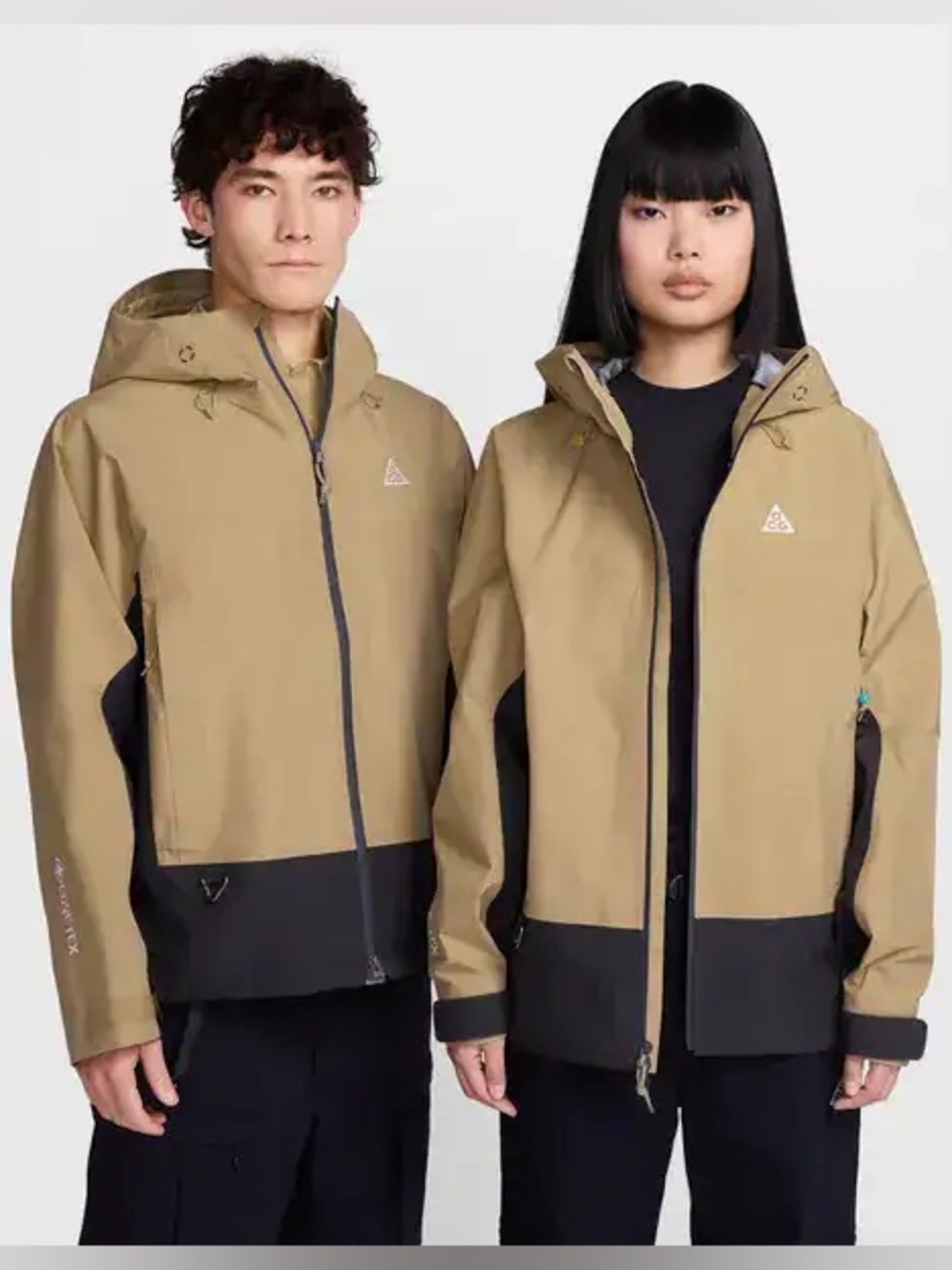 Men's Hooded Shell Jacket - Khaki/Black
